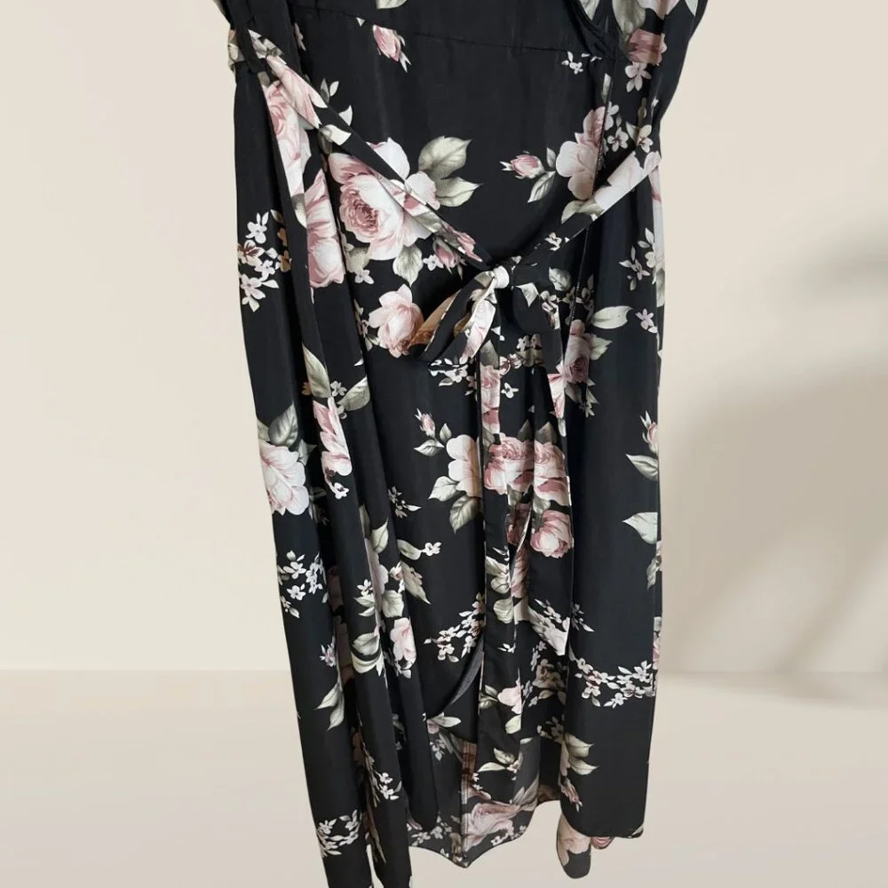🌸 Milumia Black Floral Wrap Maxi Dress – Women’s 4XL - Picture 4 of 7